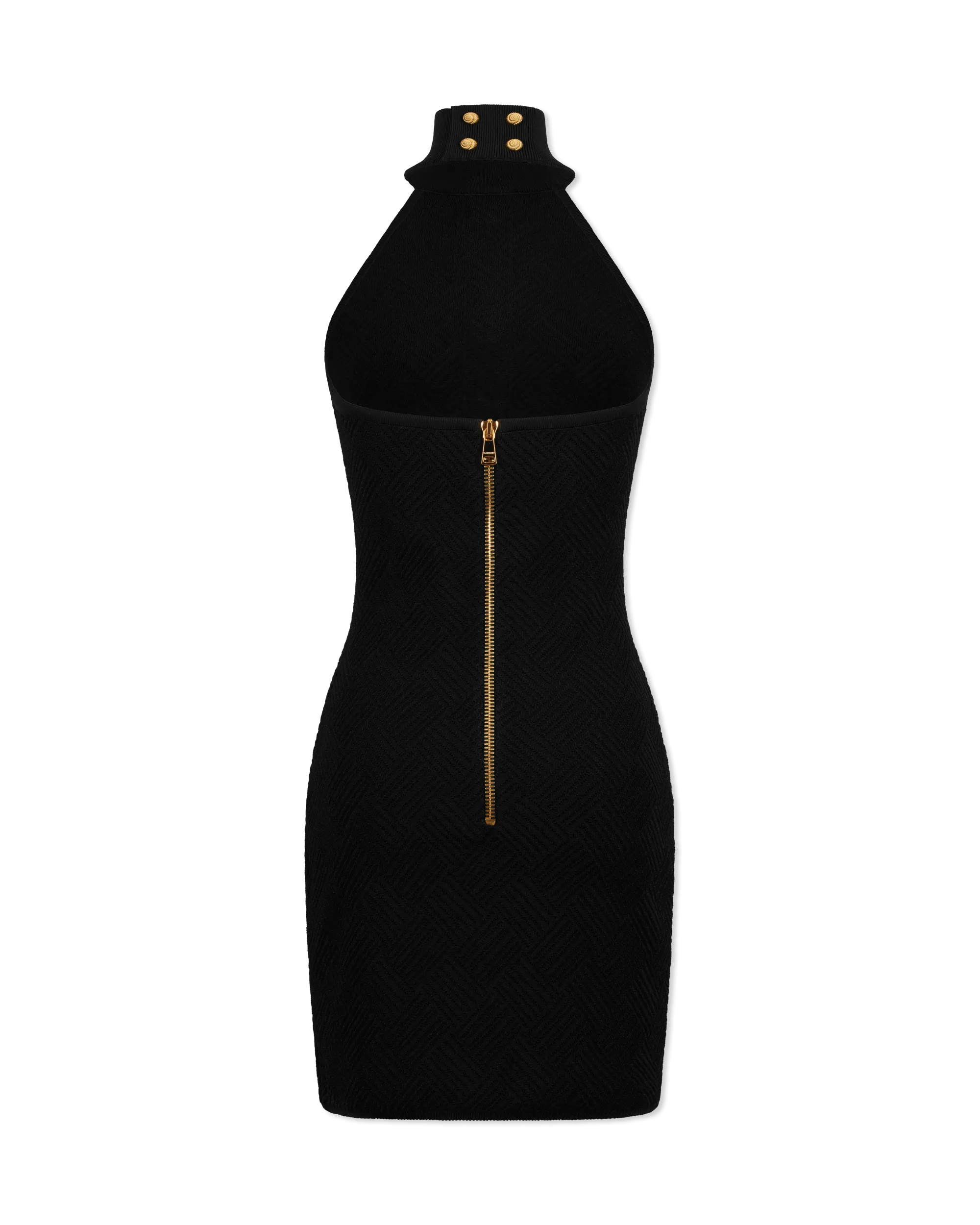 Halterneck Button Knit Mini Dress